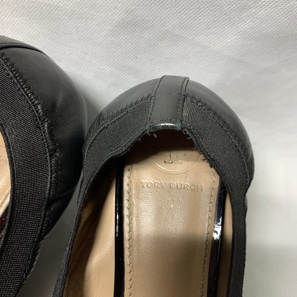 Tory Burch Black Leather Jolie Wedges - Picture 2 of 7